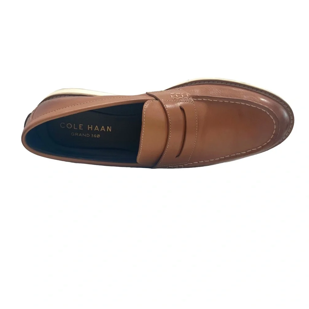 COLE HAAN TAN OSBORN GRAND 360 PENNY LOAFER